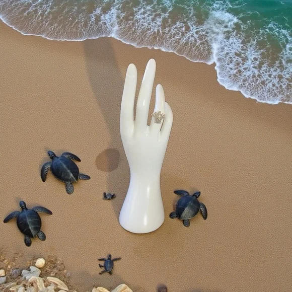 Stylish Gold Turtle Adjustable Ring - Picture 2 of 6